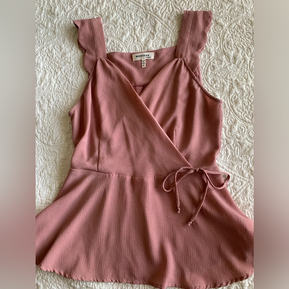 Dusty Rose Scalloped Strap Top